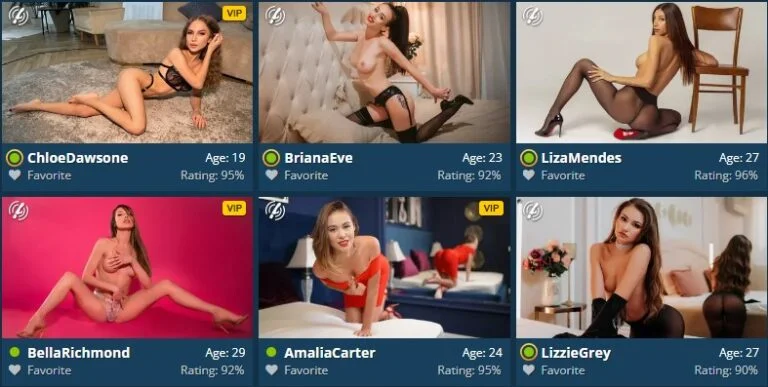 Screenshot LivePrivates Modelle