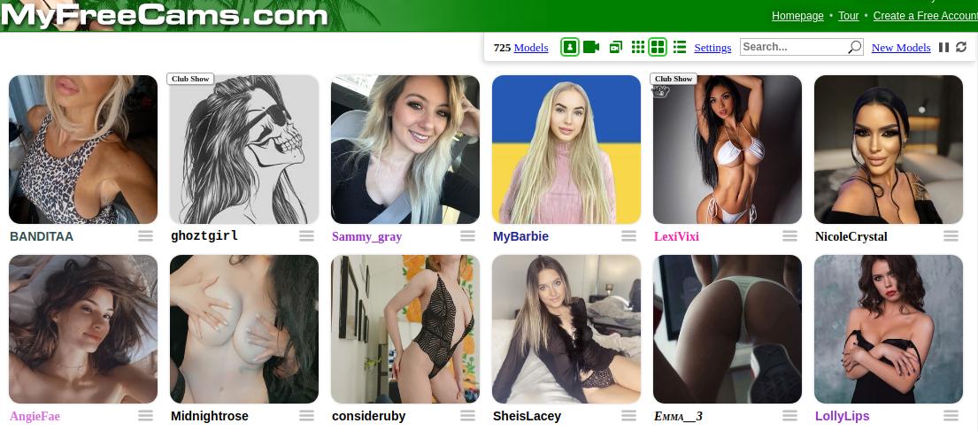 MyFreeCams Main Page With Cam Girl